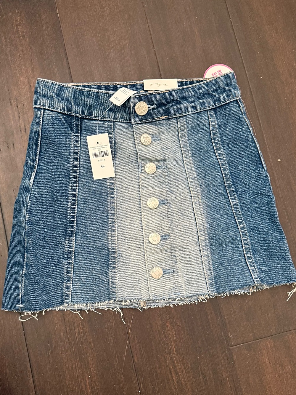 Justice Two-Tone Button-Front Denim Mini Skirt - Blue